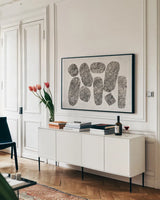 Ballinglen Warm Crop by Piper Rhue. shown as a framed stretched canvas in a living room above a console. Available as a archival giclee rolled canvas, fine art paper, or poster print. SKU 30297i.