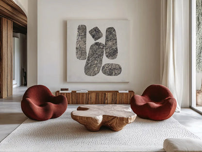 Ballinglen Warm III by Piper Rhue. Shown as extra-large giant wall art in a modern living room. Available as an archival giclee rolled canvas, fine art paper, or poster print. SKU 30299a.