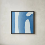 Batik Blue IV by Piper Rhue. Shown in a sleek black glass frame for a contemporary gallery look. Available as an archival giclee rolled canvas, fine art paper, or poster print. SKU 34420a.