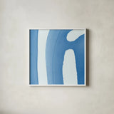 Batik Blue IV by Piper Rhue. Shown in a crisp white glass frame for a clean and minimalist style. Available as an archival giclee rolled canvas, fine art paper, or poster print. SKU 34420a.