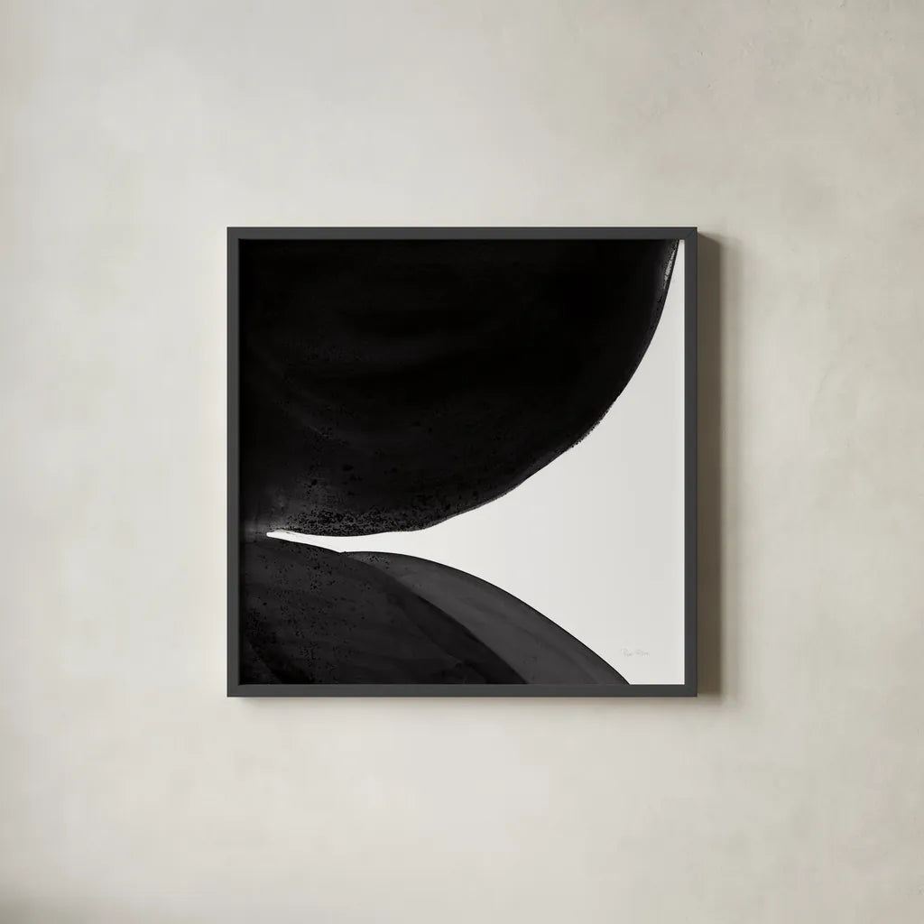 Black and White Pools II by Piper Rhue. Shown in a sleek black glass frame for a contemporary gallery look. Available as an archival giclee rolled canvas, fine art paper, or poster print. SKU 75520a.