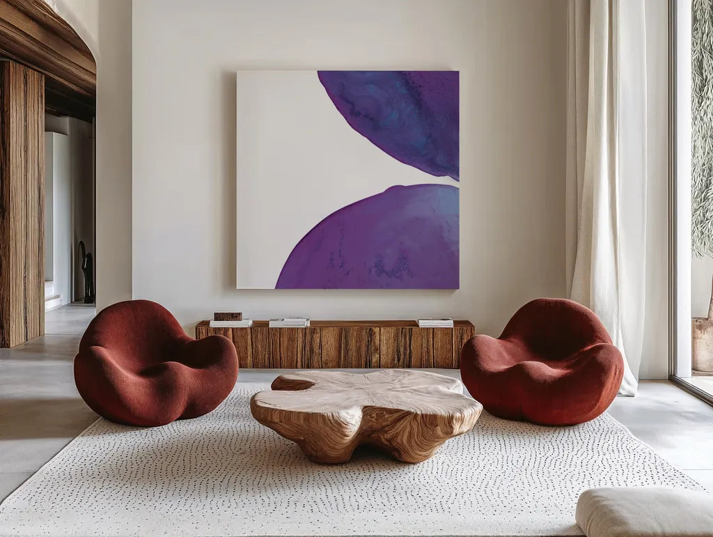 Bright Pools III by Piper Rhue. Shown as extra-large giant wall art in a modern living room. Available as an archival giclee rolled canvas, fine art paper, or poster print. SKU 80387a.