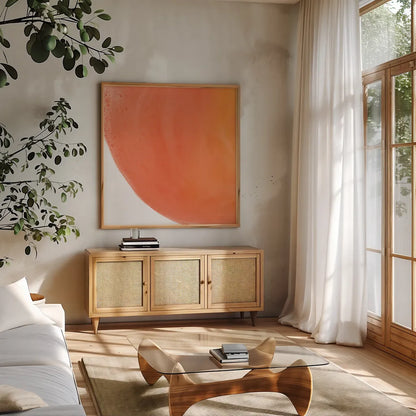 Bright Pools IV by Piper Rhue. Shown in a natural wood frame in a cozy modern living room. Available as an archival giclee rolled canvas, fine art paper, or poster print. SKU 80388a.