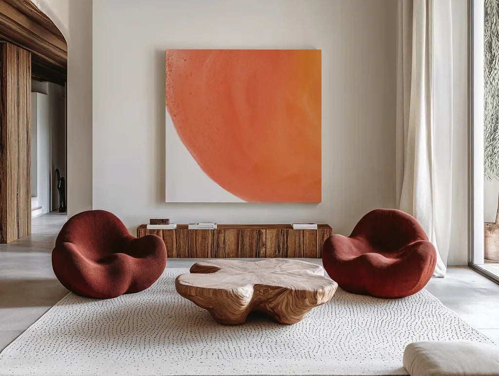 Bright Pools IV by Piper Rhue. Shown as extra-large giant wall art in a modern living room. Available as an archival giclee rolled canvas, fine art paper, or poster print. SKU 80388a.