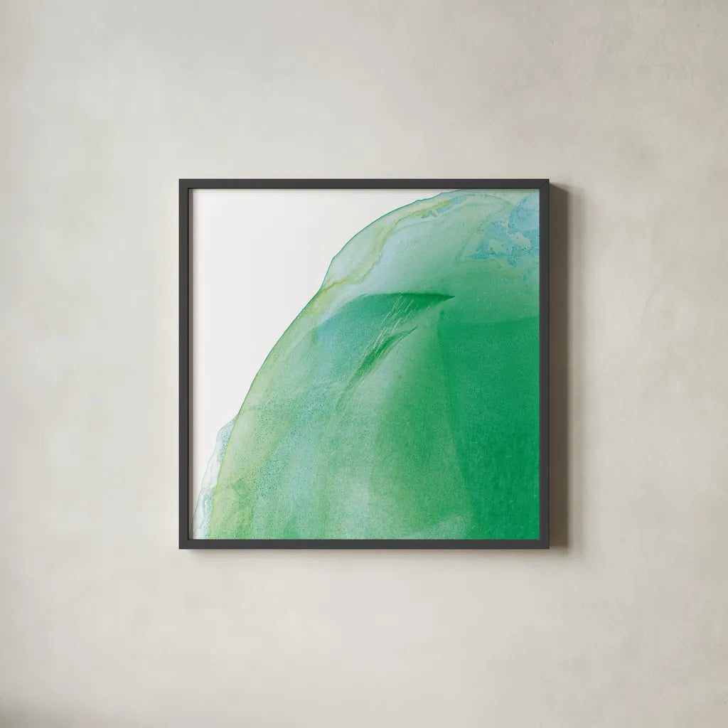 Bright Swishes I by Piper Rhue. Shown in a sleek black glass frame for a contemporary gallery look. Available as an archival giclee rolled canvas, fine art paper, or poster print. SKU 80382a.