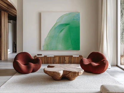Bright Swishes I by Piper Rhue. Shown as extra-large giant wall art in a modern living room. Available as an archival giclee rolled canvas, fine art paper, or poster print. SKU 80382a.