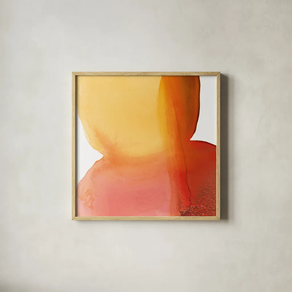 Bright Swishes II by Piper Rhue. Shown in a natural wood glass frame for a timeless modern aesthetic. Available as an archival giclee rolled canvas, fine art paper, or poster print. SKU 80383a.