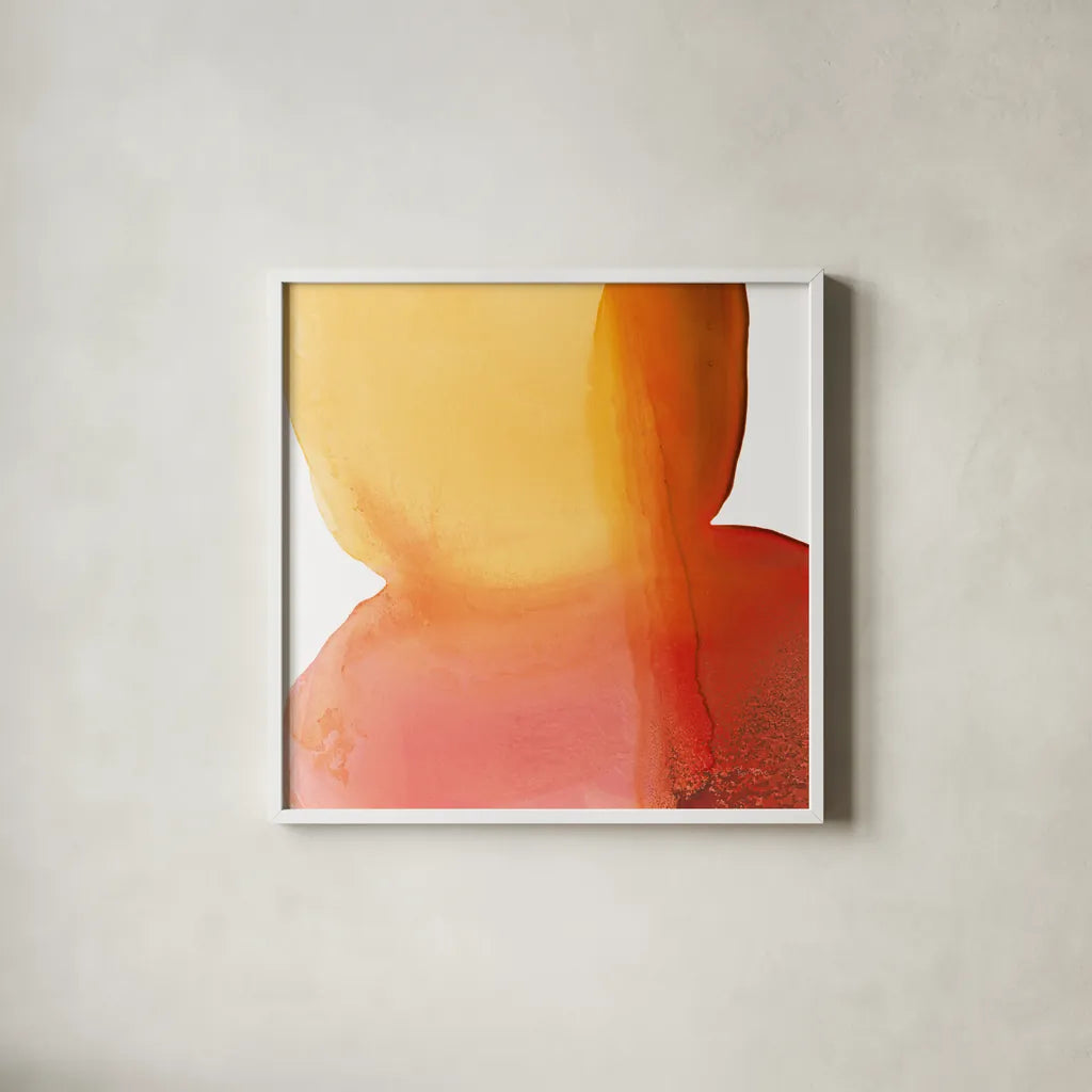 Bright Swishes II by Piper Rhue. Shown in a crisp white glass frame for a clean and minimalist style. Available as an archival giclee rolled canvas, fine art paper, or poster print. SKU 80383a.