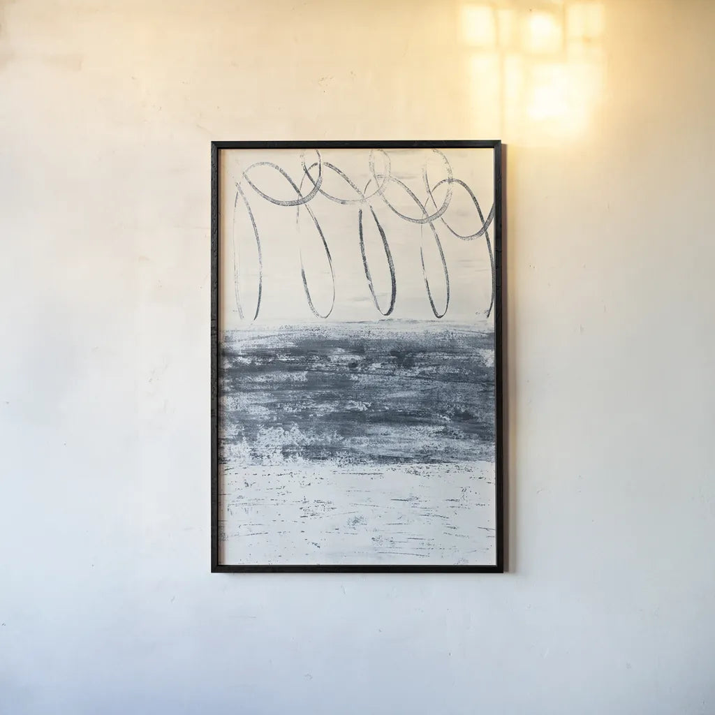 City Beach by Piper Rhue. shown as a paper print in a black flame. Available as a archival giclee rolled canvas, fine art paper, or poster print. SKU 30612h.