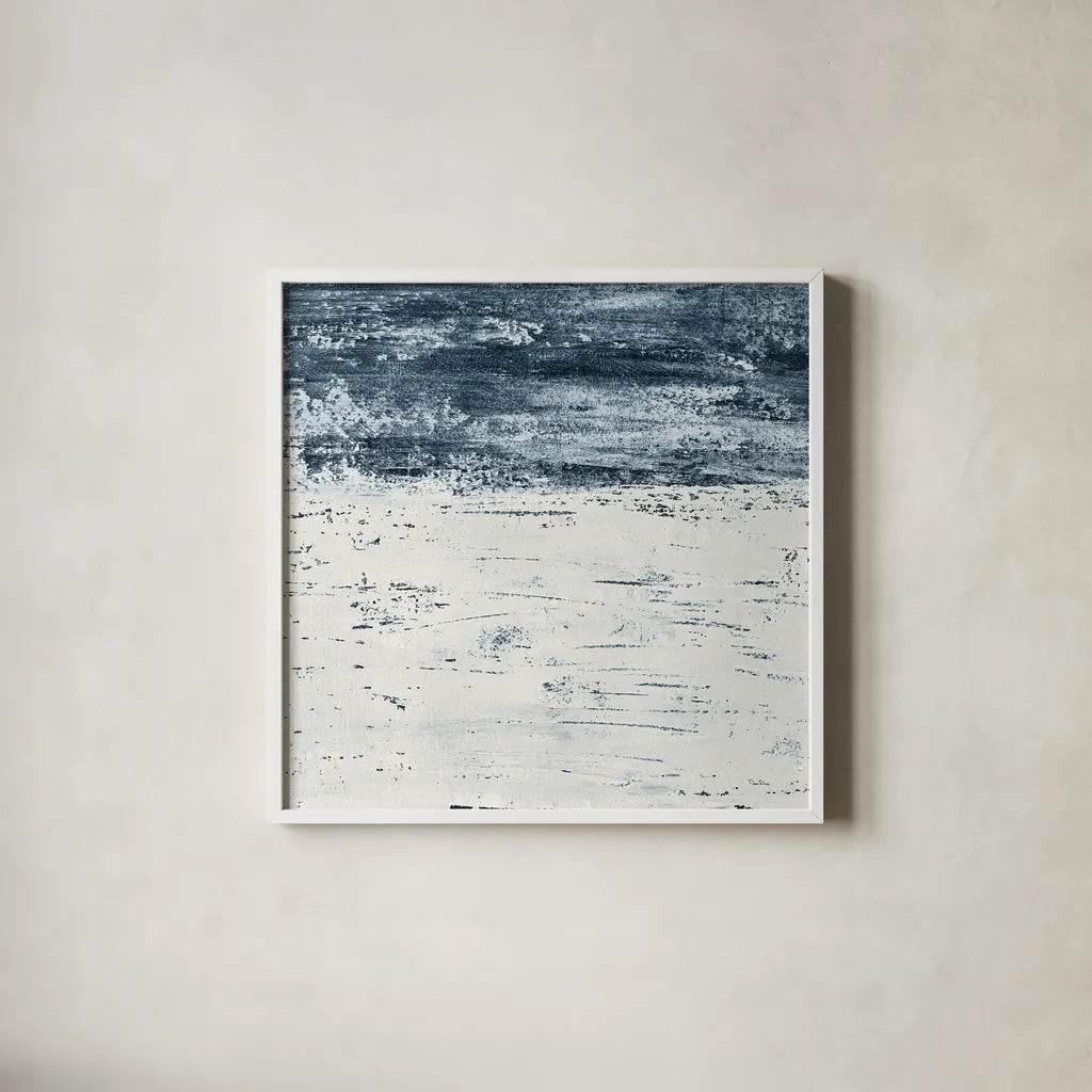 City Beach Crop by Piper Rhue. Shown in a crisp white glass frame for a clean and minimalist style. Available as an archival giclee rolled canvas, fine art paper, or poster print. SKU 30612a.