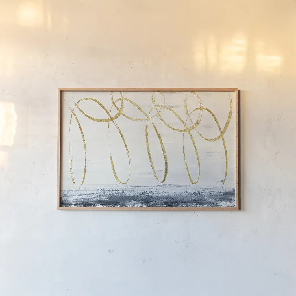 City Beach Crop Gold by Piper Rhue. shown as a paper print in a natural frame. Available as a archival giclee rolled canvas, fine art paper, or poster print. SKU 31549i.