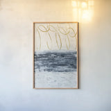 City Beach Gold by Piper Rhue. shown as a paper print in a natural frame. Available as a archival giclee rolled canvas, fine art paper, or poster print. SKU 31549h.