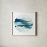 Dark Matter Blue I by Piper Rhue. Shown in a crisp white glass frame for a clean and minimalist style. Available as an archival giclee rolled canvas, fine art paper, or poster print. SKU 53961a.