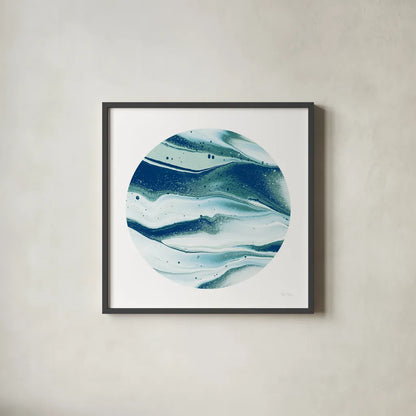 Dark Matter Blue II by Piper Rhue. Shown in a sleek black glass frame for a contemporary gallery look. Available as an archival giclee rolled canvas, fine art paper, or poster print. SKU 53962a.