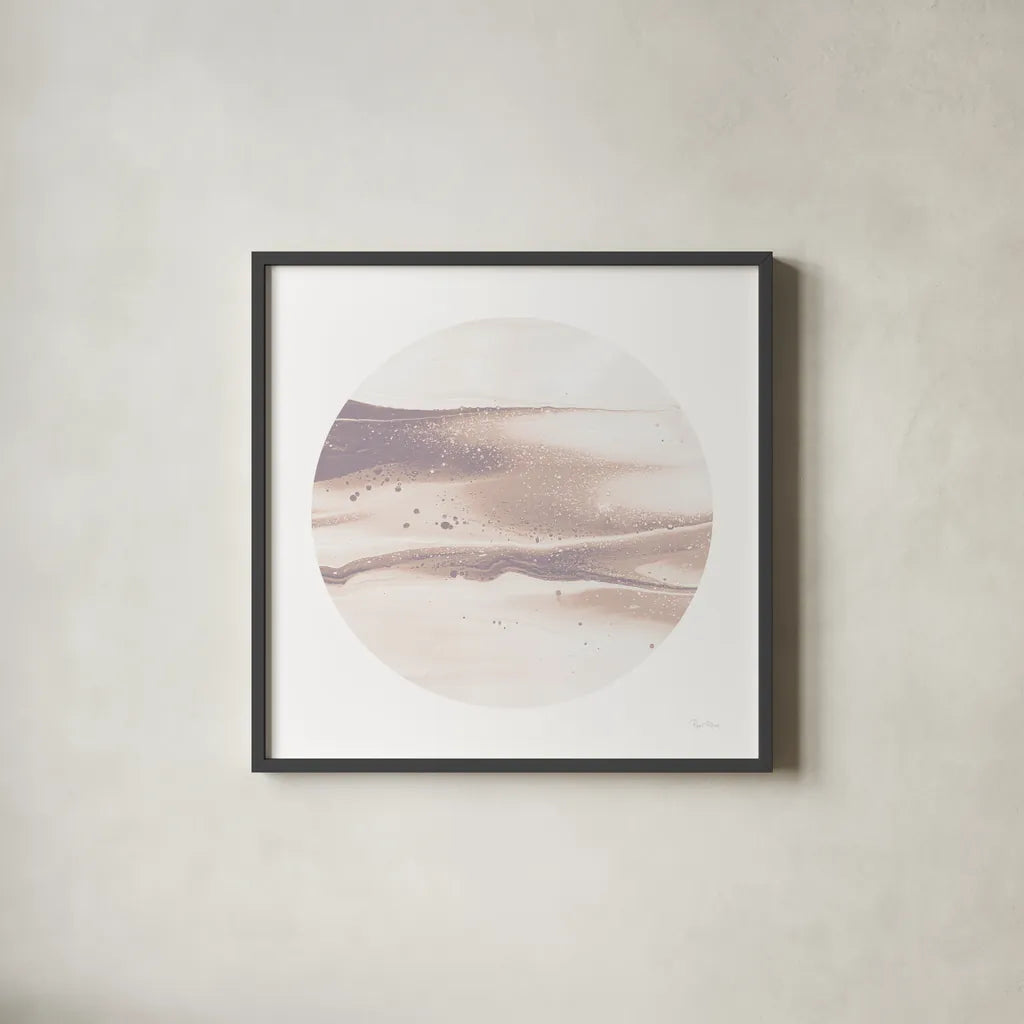 Dark Matter I Blush by Piper Rhue. Shown in a sleek black glass frame for a contemporary gallery look. Available as an archival giclee rolled canvas, fine art paper, or poster print. SKU 82324a.