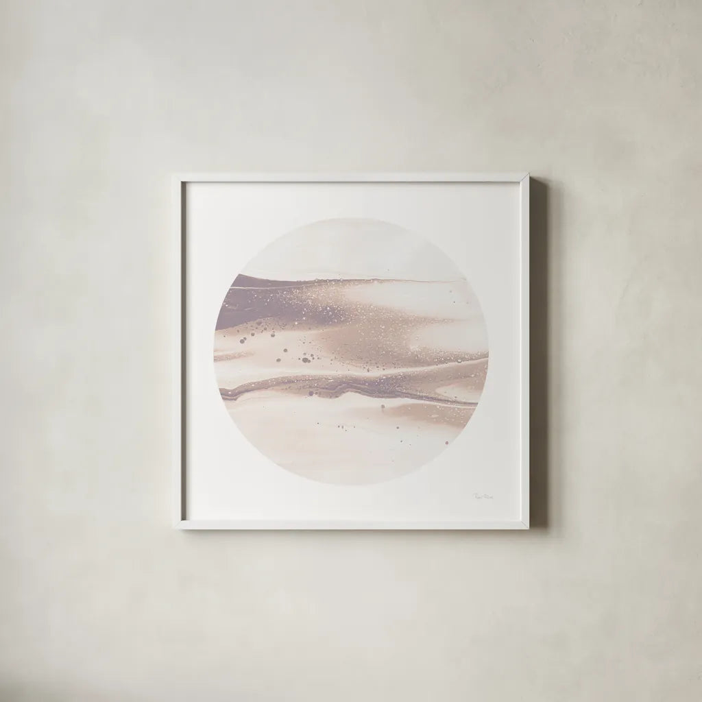 Dark Matter I Blush by Piper Rhue. Shown in a crisp white glass frame for a clean and minimalist style. Available as an archival giclee rolled canvas, fine art paper, or poster print. SKU 82324a.