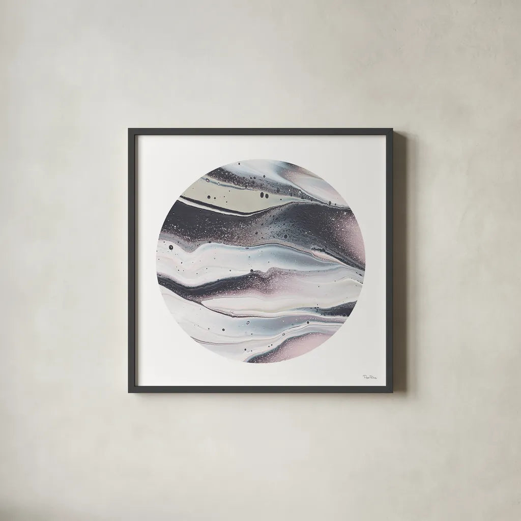 Dark Matter II by Piper Rhue. Shown in a sleek black glass frame for a contemporary gallery look. Available as an archival giclee rolled canvas, fine art paper, or poster print. SKU 30501a.