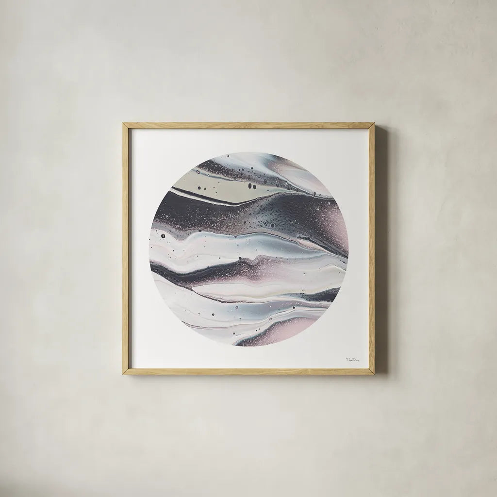Dark Matter II by Piper Rhue. Shown in a natural wood glass frame for a timeless modern aesthetic. Available as an archival giclee rolled canvas, fine art paper, or poster print. SKU 30501a.
