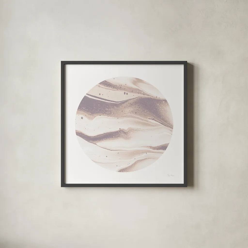 Dark Matter II Blush by Piper Rhue. Shown in a sleek black glass frame for a contemporary gallery look. Available as an archival giclee rolled canvas, fine art paper, or poster print. SKU 82325a.