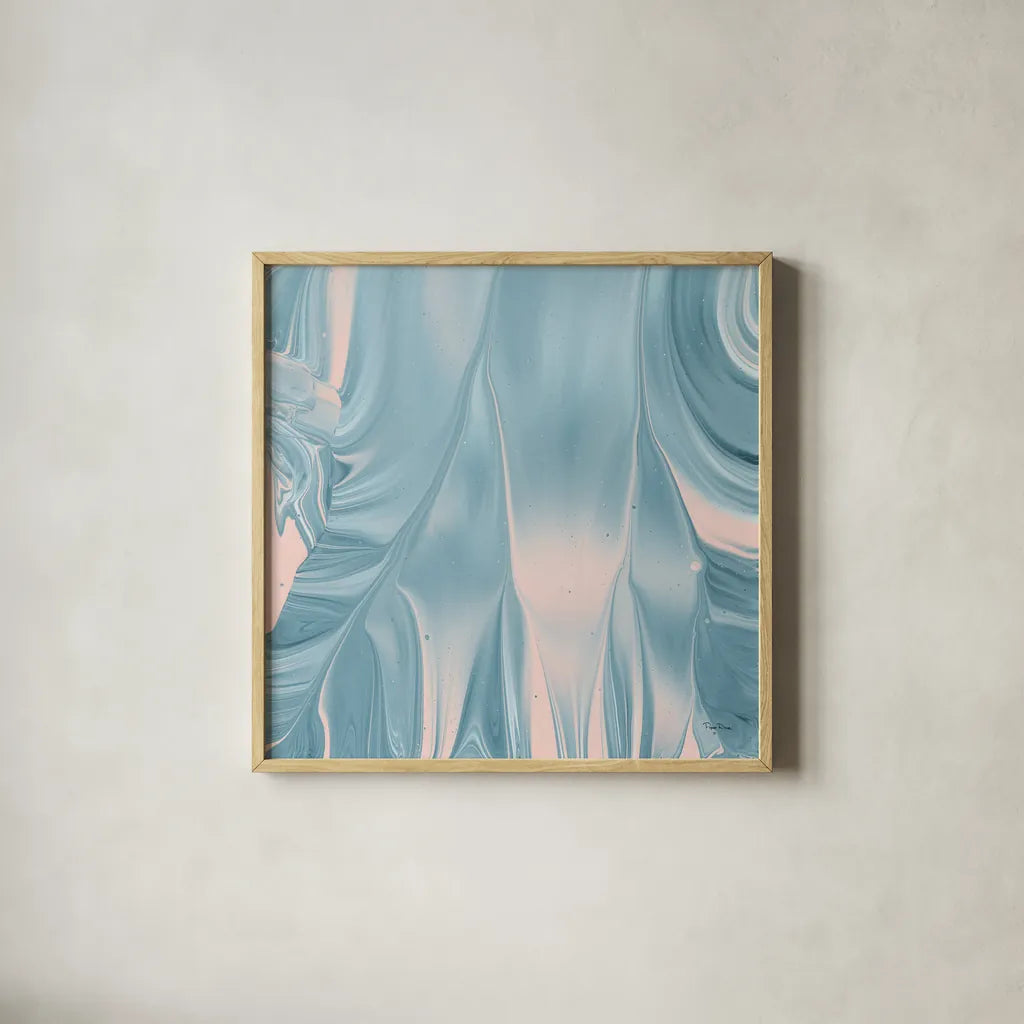 Flowing Water I by Piper Rhue. Shown in a natural wood glass frame for a timeless modern aesthetic. Available as an archival giclee rolled canvas, fine art paper, or poster print. SKU 30440a.
