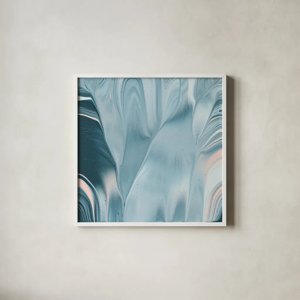 Flowing Water II by Piper Rhue. Shown in a crisp white glass frame for a clean and minimalist style. Available as an archival giclee rolled canvas, fine art paper, or poster print. SKU 30441a.