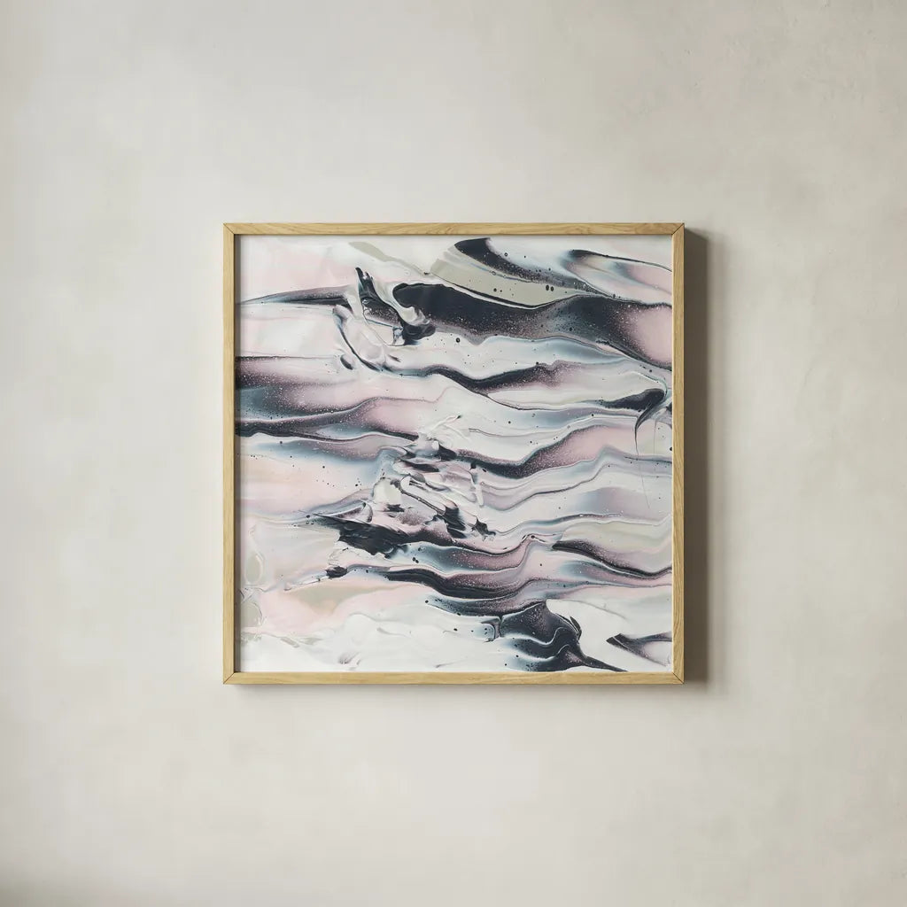 Marbling V Crop by Piper Rhue. Shown in a natural wood glass frame for a timeless modern aesthetic. Available as an archival giclee rolled canvas, fine art paper, or poster print. SKU 30000a.