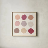 Mesa Designs V by Piper Rhue. Shown in a natural wood glass frame for a timeless modern aesthetic. Available as an archival giclee rolled canvas, fine art paper, or poster print. SKU 43243a.