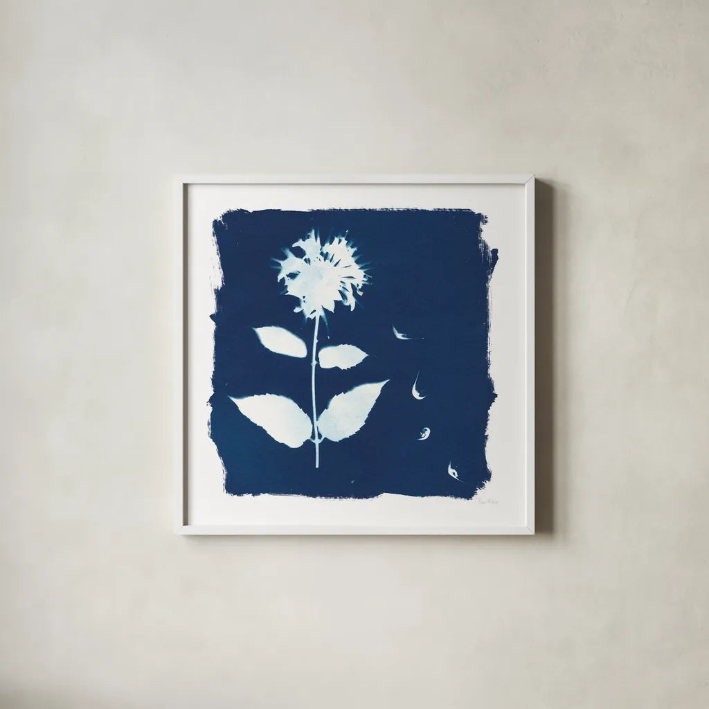 Nature By The Lake - Flowers II by Piper Rhue. Shown in a crisp white glass frame for a clean and minimalist style. Available as an archival giclee rolled canvas, fine art paper, or poster print. SKU 50090a.