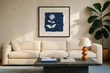 Nature By The Lake - Flowers II by Piper Rhue. Displayed in a glass frame with matte in a clean modern living room. Available as an archival giclee rolled canvas, fine art paper, or poster print. SKU 50090a.