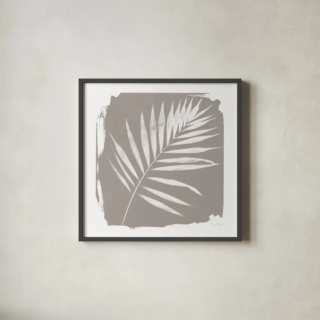 Nature By The Lake - Frond II Sq by Piper Rhue. Shown in a sleek black glass frame for a contemporary gallery look. Available as an archival giclee rolled canvas, fine art paper, or poster print. SKU 60544a.