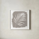 Nature By The Lake - Frond II Sq by Piper Rhue. Shown in a crisp white glass frame for a clean and minimalist style. Available as an archival giclee rolled canvas, fine art paper, or poster print. SKU 60544a.
