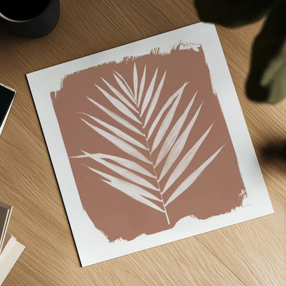 Nature by the Lake - Frond III Warm Sq by Piper Rhue. Shown as a detailed flat fine art print, highlighting archival giclee quality. Available as an archival giclee rolled canvas, fine art paper, or poster print. SKU 60545a.