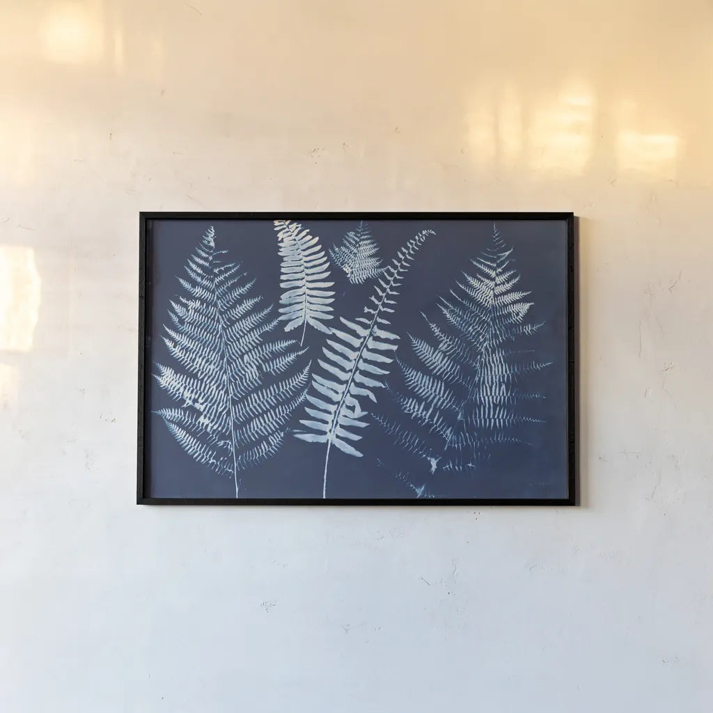 Nature by the Lake Ferns I Crop by Piper Rhue. shown as a paper print in a black flame. Available as a archival giclee rolled canvas, fine art paper, or poster print. SKU 50083i.