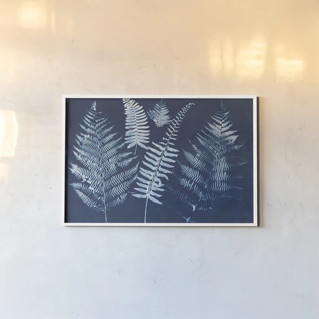 Nature by the Lake Ferns I Crop by Piper Rhue. shown as a paper print in a white frame. Available as a archival giclee rolled canvas, fine art paper, or poster print. SKU 50083i.