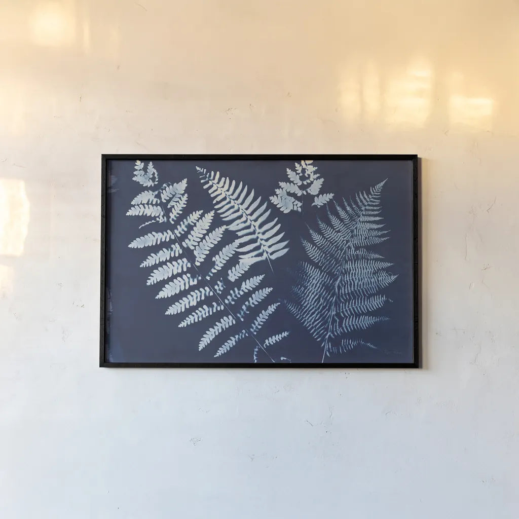 Nature by the Lake Ferns II Crop by Piper Rhue. shown as a paper print in a black flame. Available as a archival giclee rolled canvas, fine art paper, or poster print. SKU 50084i.