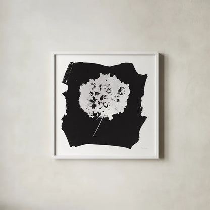 Nature by the Lake Flowers I Black by Piper Rhue. Shown in a crisp white glass frame for a clean and minimalist style. Available as an archival giclee rolled canvas, fine art paper, or poster print. SKU 51199a.