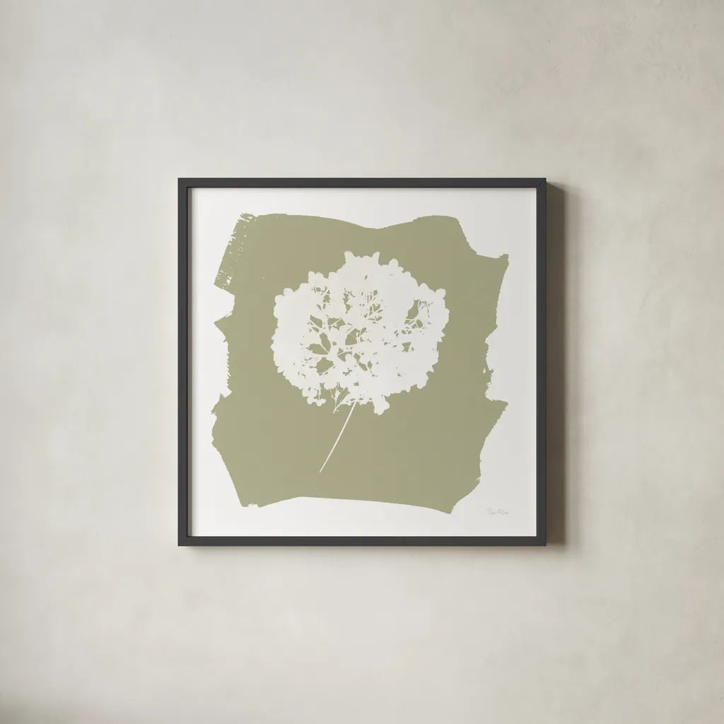 Nature by the Lake Flowers I Neutral by Piper Rhue. Shown in a sleek black glass frame for a contemporary gallery look. Available as an archival giclee rolled canvas, fine art paper, or poster print. SKU 71829a.