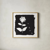Nature by the Lake Flowers II Black by Piper Rhue. Shown in a natural wood glass frame for a timeless modern aesthetic. Available as an archival giclee rolled canvas, fine art paper, or poster print. SKU 51200a.