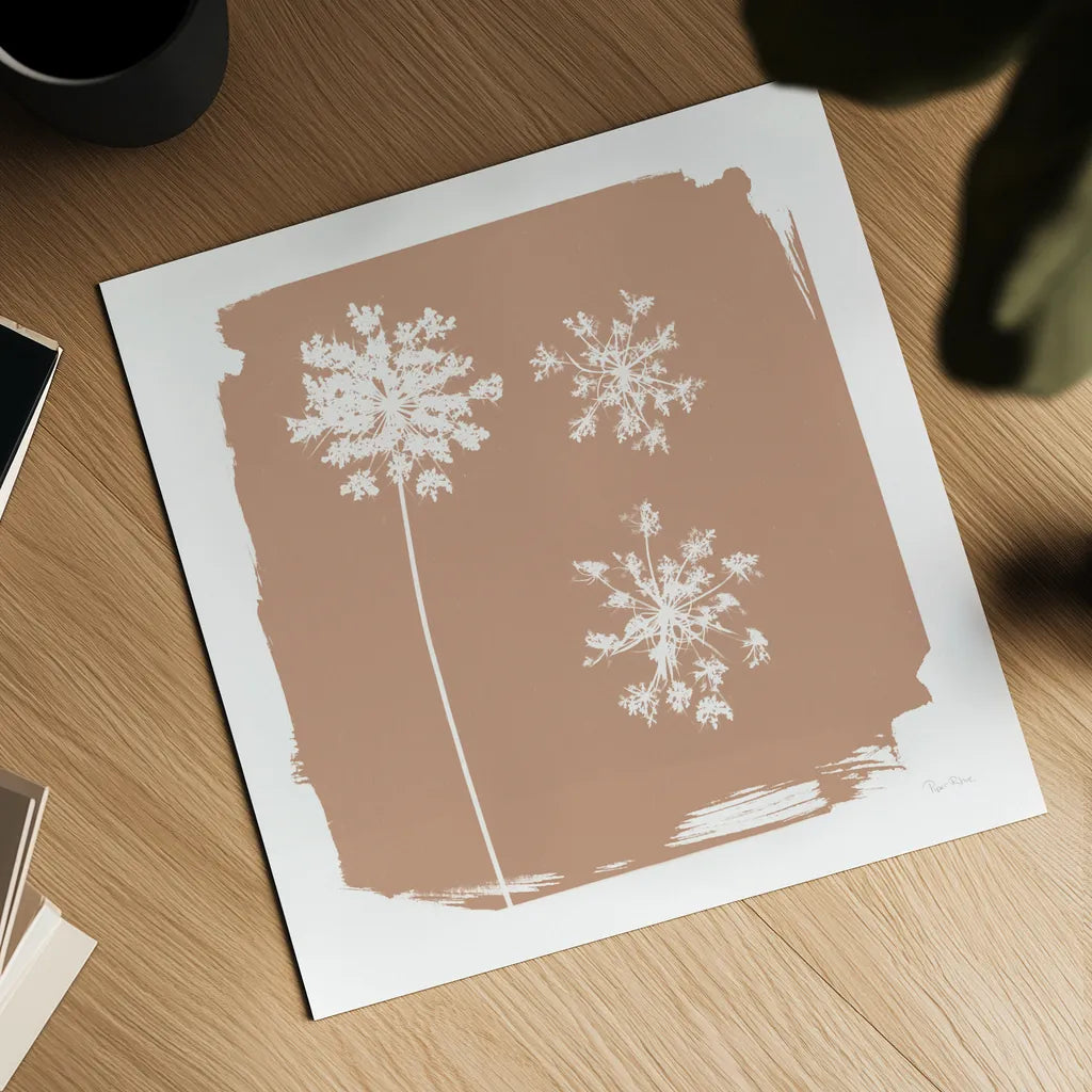 Nature by the Lake Flowers III Neutral by Piper Rhue. Shown as a detailed flat fine art print, highlighting archival giclee quality. Available as an archival giclee rolled canvas, fine art paper, or poster print. SKU 71831a.