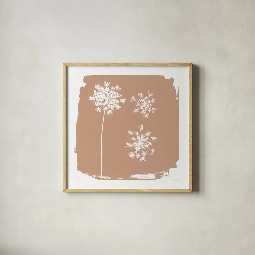 Nature by the Lake Flowers III Neutral by Piper Rhue. Shown in a natural wood glass frame for a timeless modern aesthetic. Available as an archival giclee rolled canvas, fine art paper, or poster print. SKU 71831a.