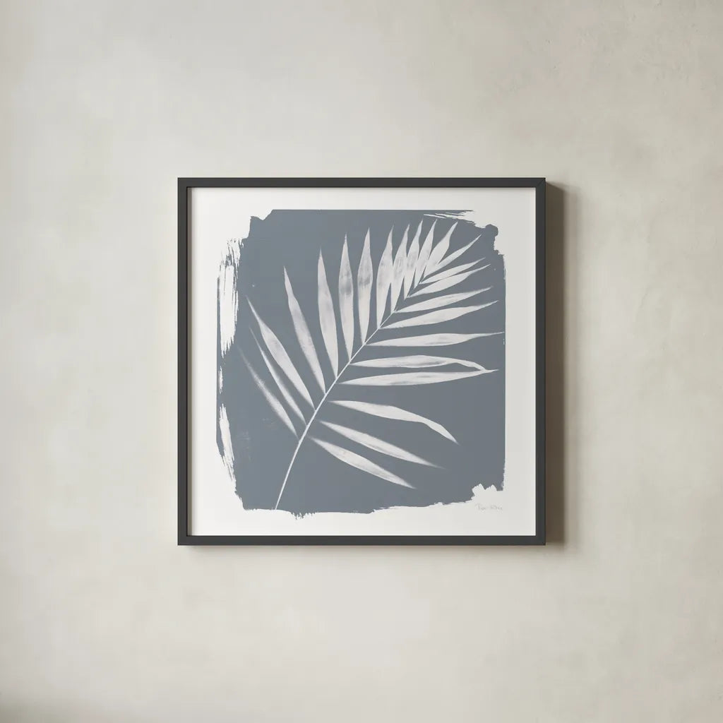Nature by the Lake Frond II Sq Natural by Piper Rhue. Shown in a sleek black glass frame for a contemporary gallery look. Available as an archival giclee rolled canvas, fine art paper, or poster print. SKU 71824a.