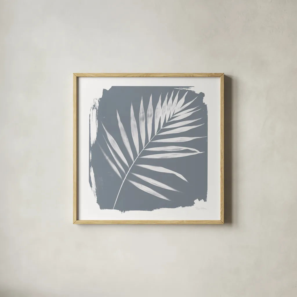 Nature by the Lake Frond II Sq Natural by Piper Rhue. Shown in a natural wood glass frame for a timeless modern aesthetic. Available as an archival giclee rolled canvas, fine art paper, or poster print. SKU 71824a.