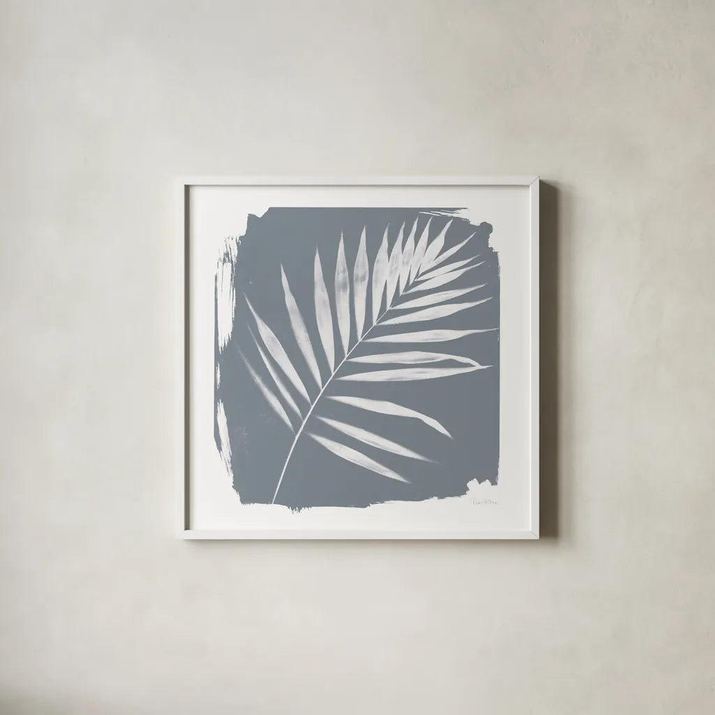 Nature by the Lake Frond II Sq Natural by Piper Rhue. Shown in a crisp white glass frame for a clean and minimalist style. Available as an archival giclee rolled canvas, fine art paper, or poster print. SKU 71824a.