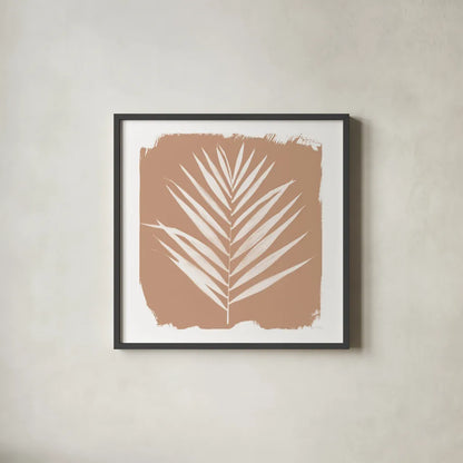 Nature by the Lake Frond III Sq Natural by Piper Rhue. Shown in a sleek black glass frame for a contemporary gallery look. Available as an archival giclee rolled canvas, fine art paper, or poster print. SKU 71825a.