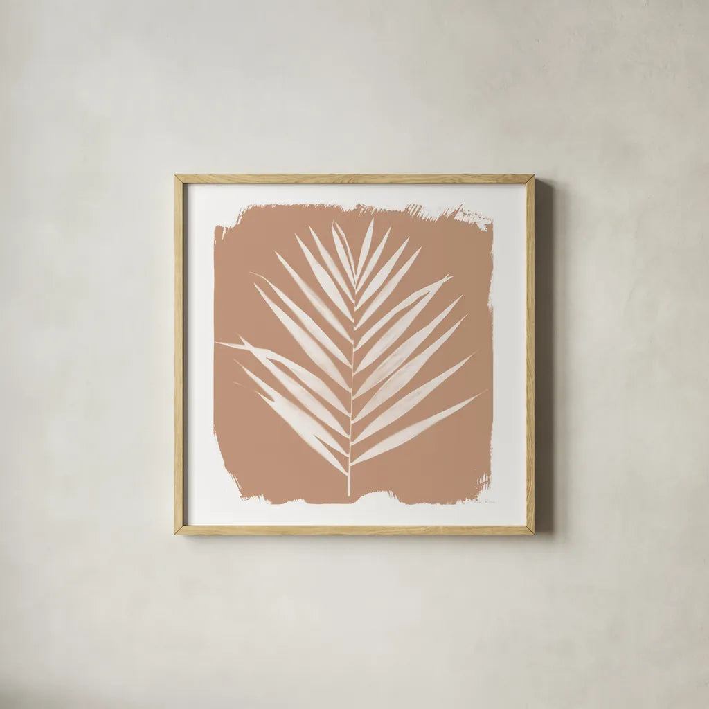 Nature by the Lake Frond III Sq Natural by Piper Rhue. Shown in a natural wood glass frame for a timeless modern aesthetic. Available as an archival giclee rolled canvas, fine art paper, or poster print. SKU 71825a.