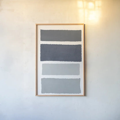 Painted Weaving I Gray by Piper Rhue. shown as a paper print in a natural frame. Available as a archival giclee rolled canvas, fine art paper, or poster print. SKU 66593h.