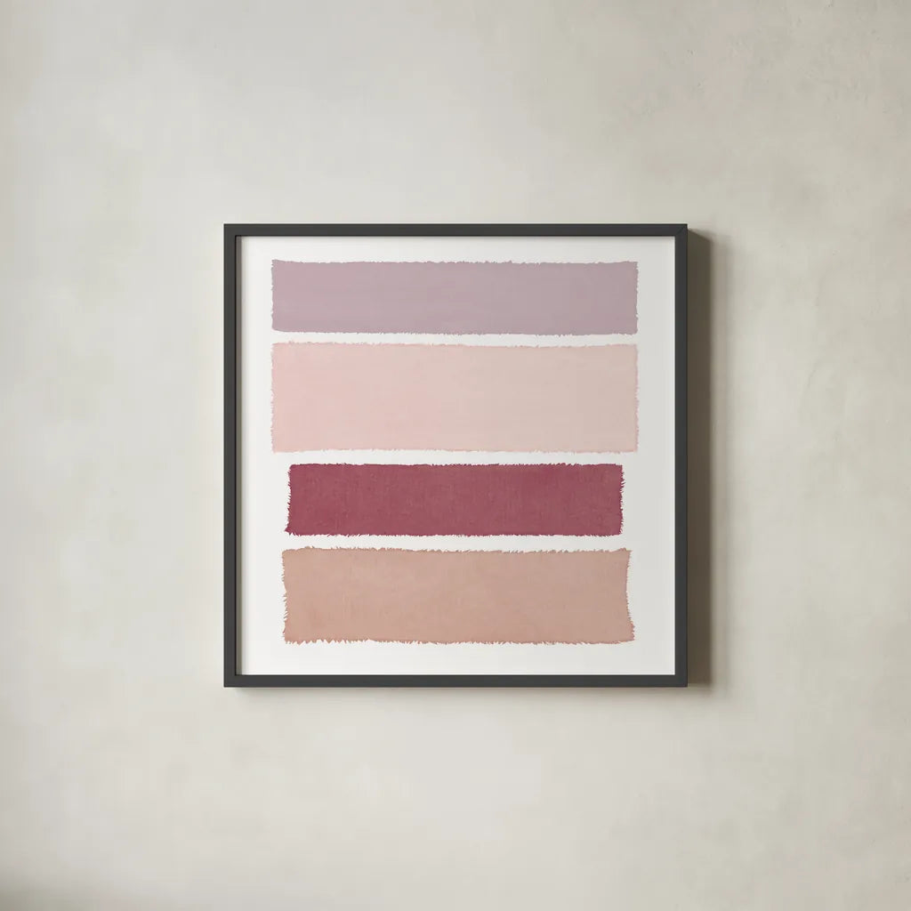 Painted Weaving I Mesa on White Sq by Piper Rhue. Shown in a sleek black glass frame for a contemporary gallery look. Available as an archival giclee rolled canvas, fine art paper, or poster print. SKU 43225a.