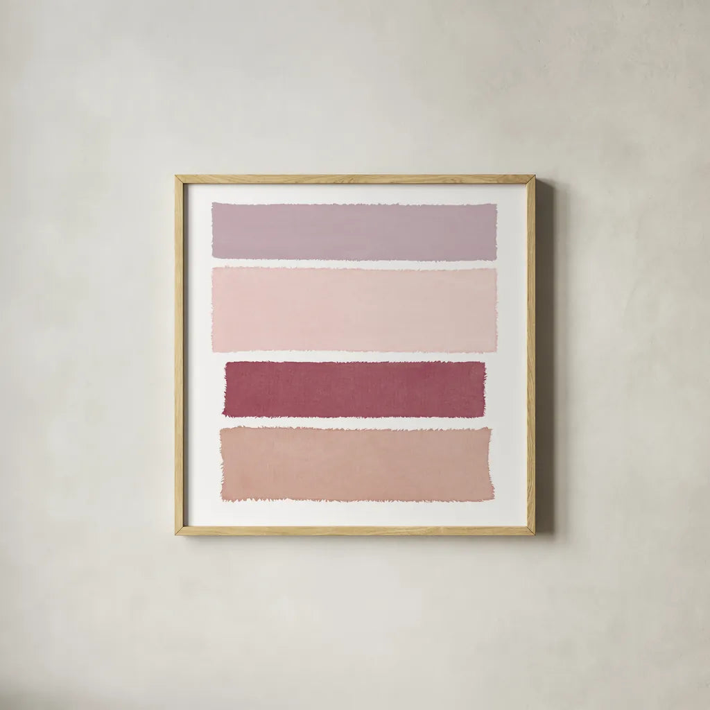 Painted Weaving I Mesa on White Sq by Piper Rhue. Shown in a natural wood glass frame for a timeless modern aesthetic. Available as an archival giclee rolled canvas, fine art paper, or poster print. SKU 43225a.