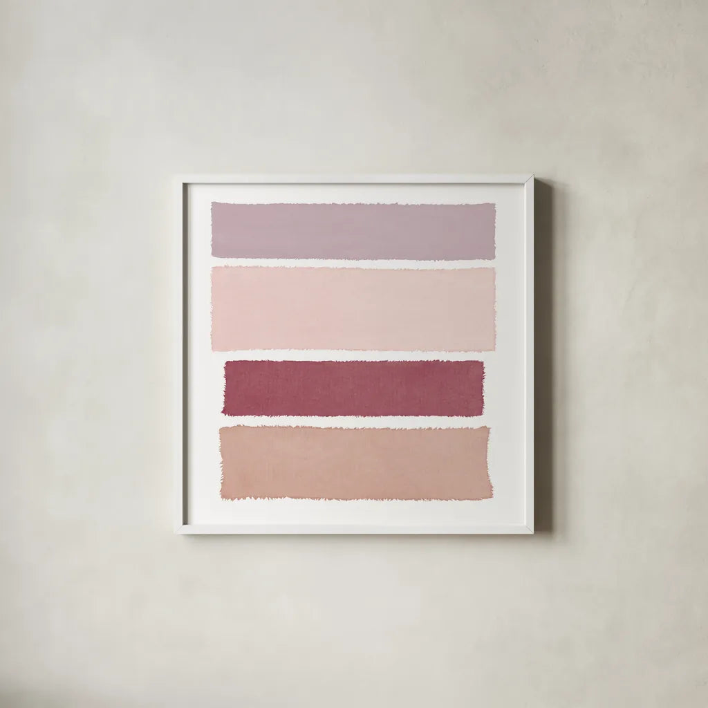Painted Weaving I Mesa on White Sq by Piper Rhue. Shown in a crisp white glass frame for a clean and minimalist style. Available as an archival giclee rolled canvas, fine art paper, or poster print. SKU 43225a.