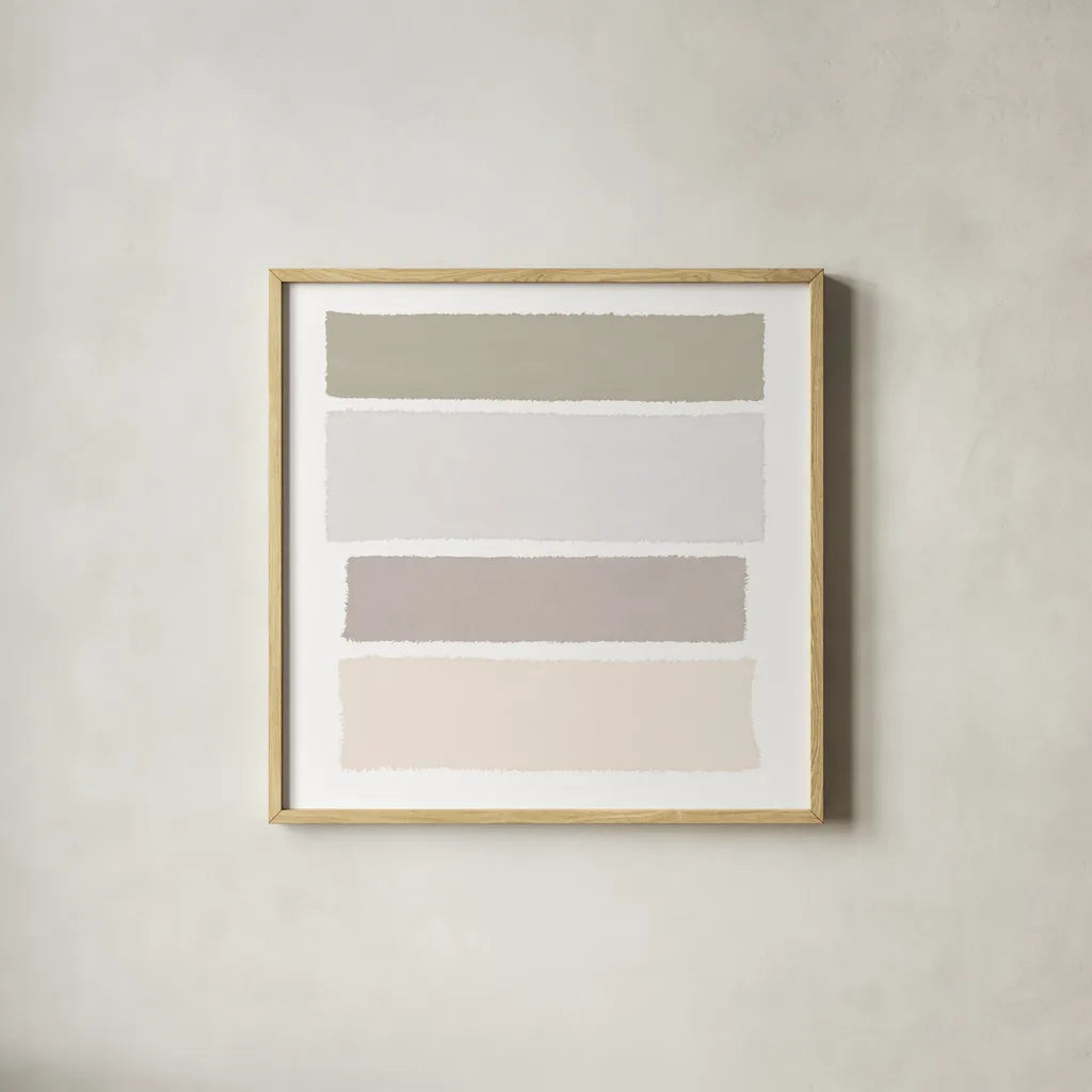 Painted Weaving I Neutral on White Sq by Piper Rhue. Shown in a natural wood glass frame for a timeless modern aesthetic. Available as an archival giclee rolled canvas, fine art paper, or poster print. SKU 42926a.